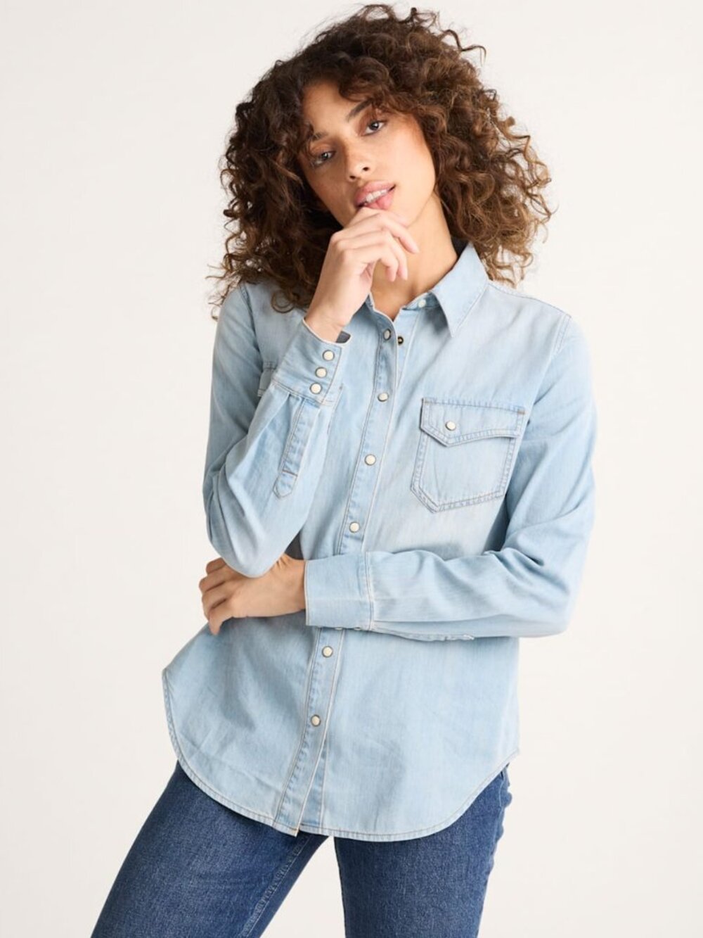 Pendleton - Chambray Denim Gambler Button Down Shirt - Women's Size Medium